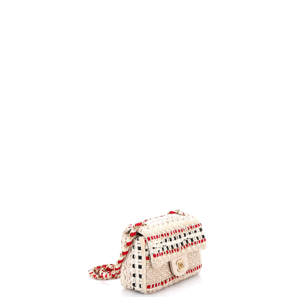 Chanel Mini Classic Single Flap Bag Woven Cotton and Raffia - Picture 2 of 6